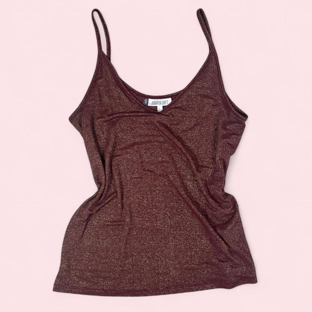 Vintage JLO Burgandy Glitter Tank Top‎ Size Large